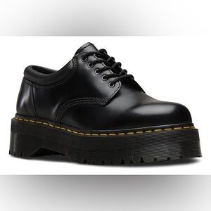 8053 Leather Platform DocMartens, Black, Polished, smooth